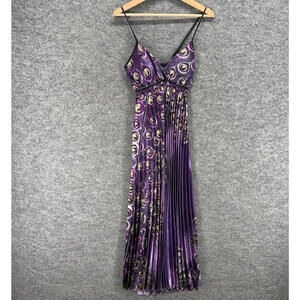 Step In Style Dress Women M Medium Purple Geometric Maxi Long Sleeveless Casual